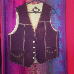 Genuine leather button up vest
